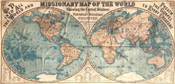 Missionary map of the world showing the central stations of all Protestant missionary societies.