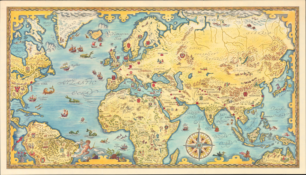1960 Davey Pictorial Map of the World, Pakistan International Airlines