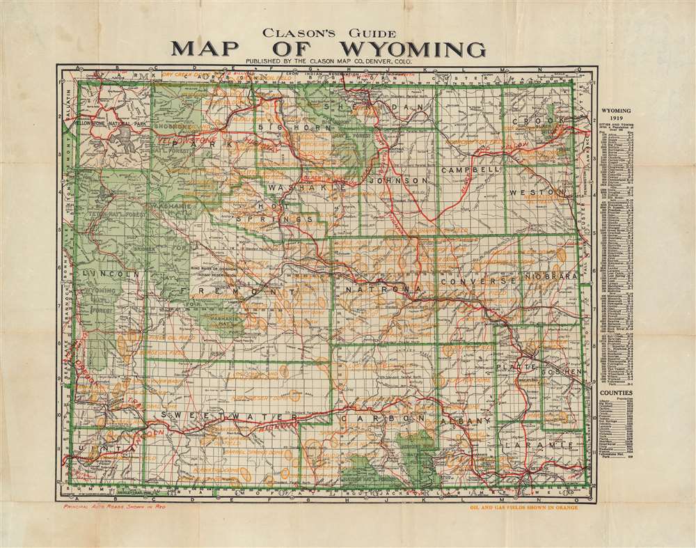 Clason's Guide Map of Wyoming. - Main View