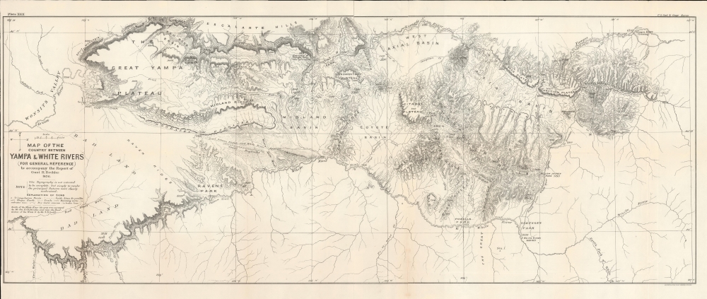 Map of the Country Between Yampa and White Rivers (For General Reference) to accompany the Report of Gust. R. Bechler. - Main View