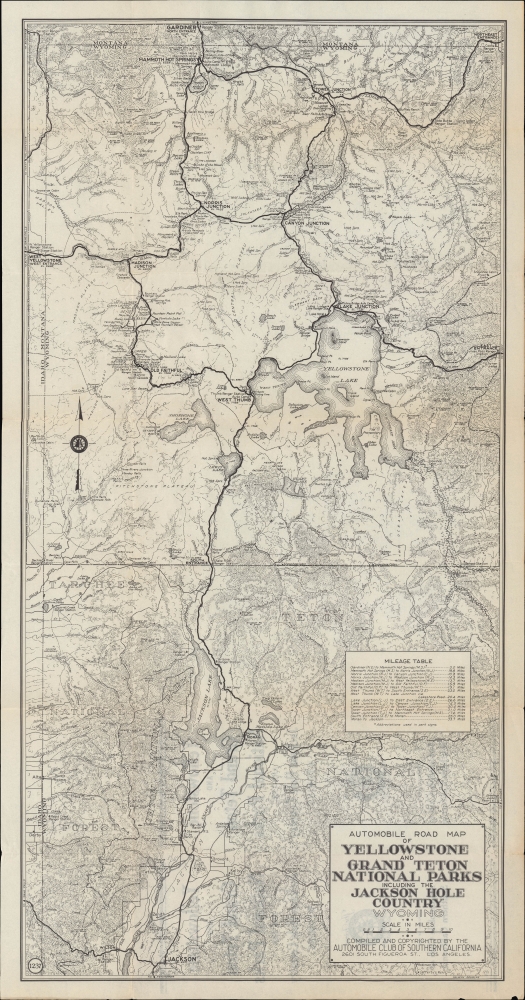 Automobile Road Map of Yellowstone and Grand Teton National Parks Including the Jackson Hole Country Wyoming. - Main View
