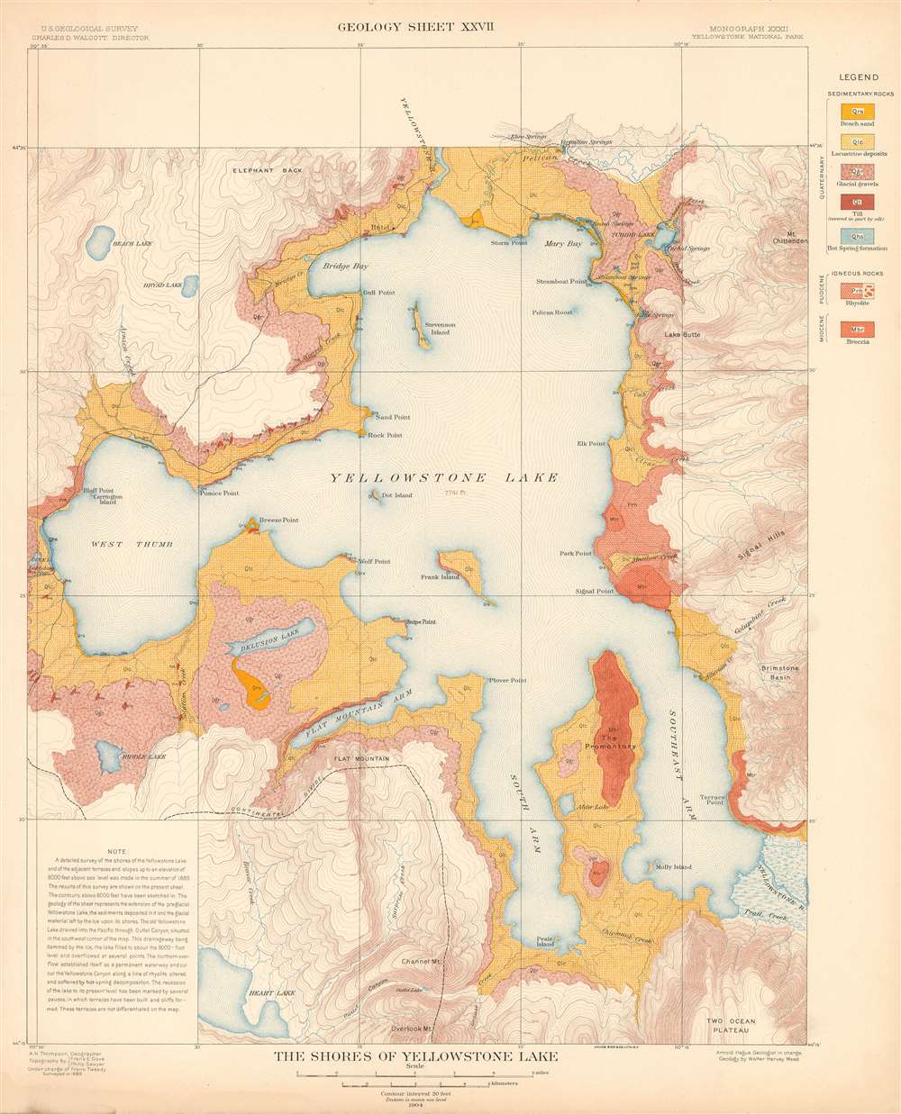 The Shores of Yellowstone Lake.  Geology Sheet XXVII. - Main View