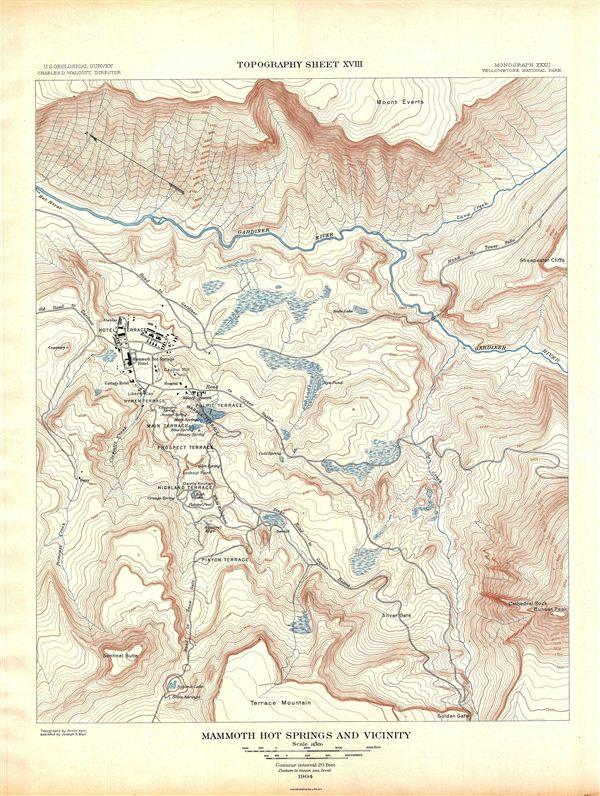 Mammoth Hot Springs and Vicinity.  Topography Sheet XVIII. - Main View