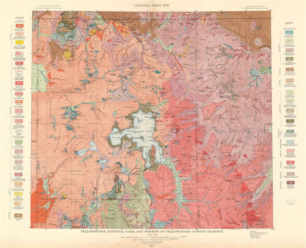 Yellowstone National Park and Portion of Yellowstone Forest Reserve.  Geology Sheet XVII. - Main View