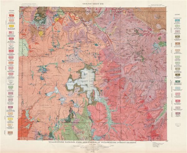 Yellowstone National Park and Portion of Yellowstone Forest Reserve.  Geology Sheet XVII. - Main View