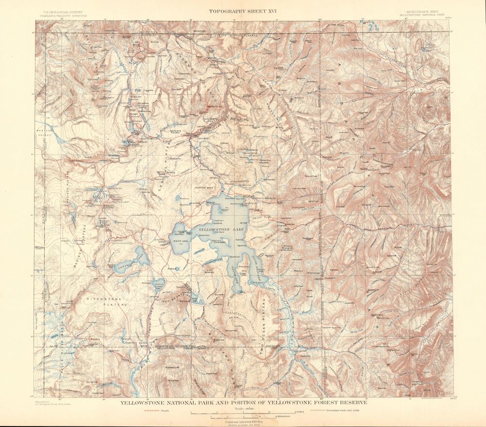 Yellowstone National Park and Portion of Yellowstone Forest Reserve.  Topography Sheet XVI. - Main View