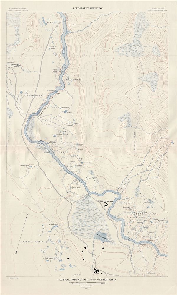 Central Posrtion of Upper Geyser Basin.  Topography Sheet XXV. - Main View