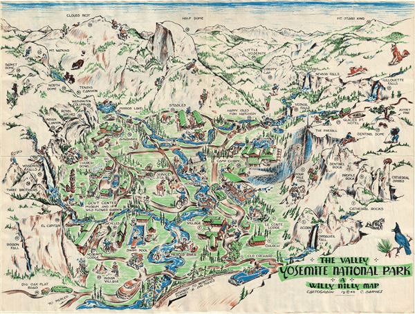 The Valley.  Yosemite National Park.  A Willy Nilly Map. - Main View