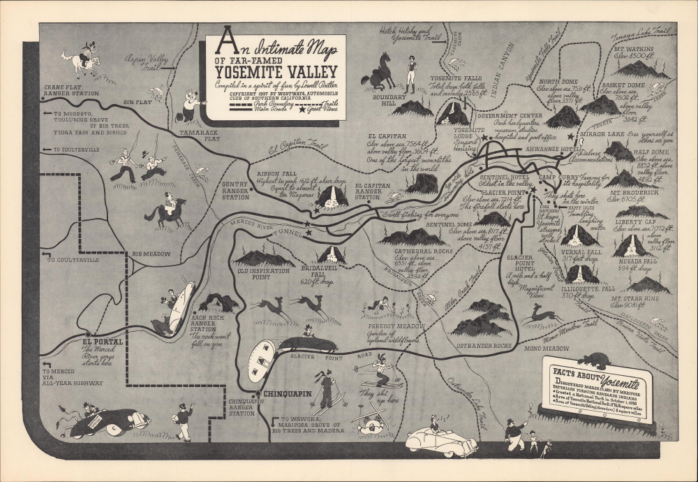 1937 Butler Pictorial View of Yosemite Valley, California