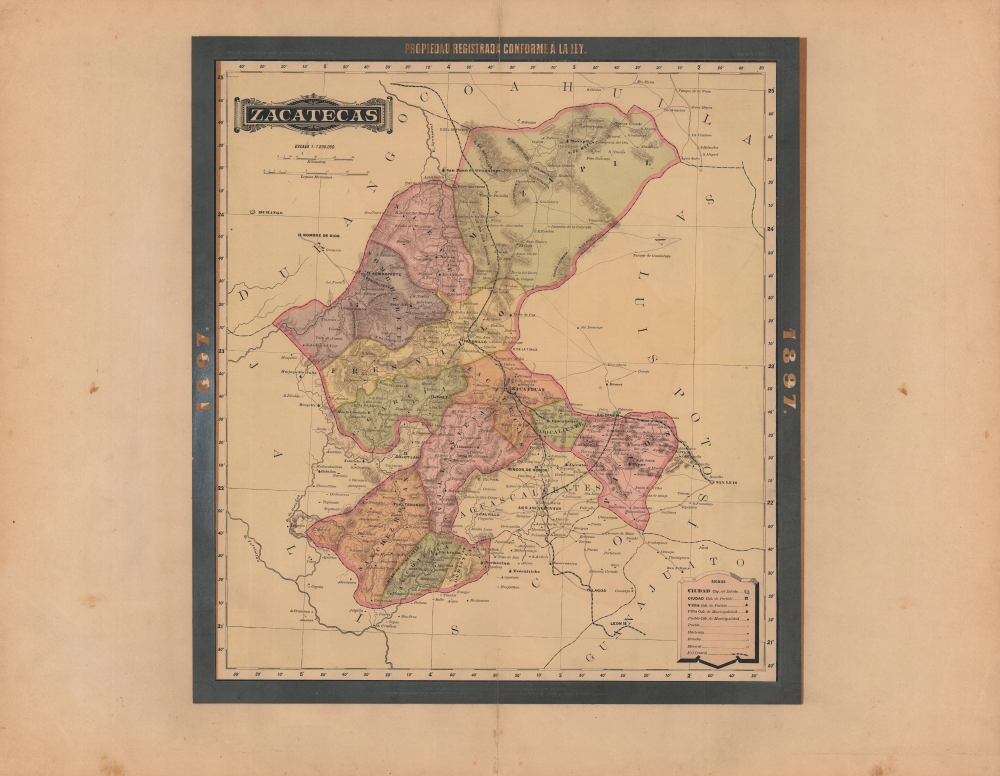 1897 Garcia Cubas Map of Zacatecas
