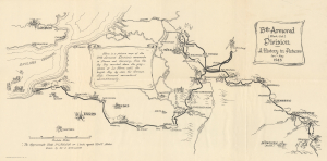 1945 Lovett World War II Pictorial Route Map of the 13th Armored Division in Europe