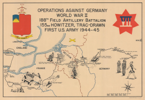 1945 188th Field Artillery Battalion World War II Pictorial Route Map of Europe