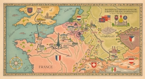1945 Leonhard Pictorial WWII Route Map of the 262nd Ordnance Battalion in Europe