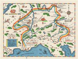 1945 Mackechnie Pictorial Route Map of the 42nd Infantry Division in WWII