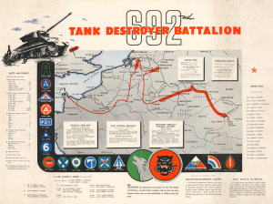 1945 Yost WWII Route Map of the 692nd Tank Destroyer Battalion in Europe
