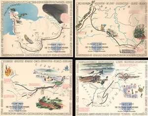 1945 Kaliher and White Set of Pictorial WWII Route Maps of  79th Inf. in Europe