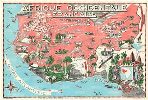 1951 Craste Pictorial Map of French West Africa