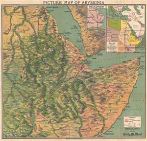 1935 George Philip Pictorial Map of East Africa: Ethiopia, Somalia, and Sudan