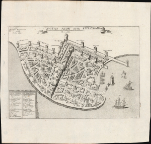 1629 Picart Edition of the Sanudo-Vesconte Plan of Acre, Israel