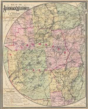 1905 Stoddard Map of the Adirondacks, New York