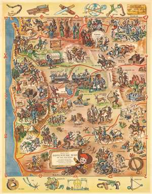 1951 Parker Edwards Pictorial Map of the Old West