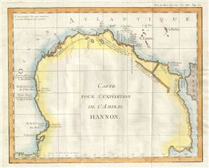 1770 Delisle de Sales Map of West Africa (Expedition Admiral Hanno of Carthage)