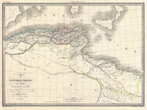 1829 Lapie Historical Map of the Barbary Coast in Ancient Roman Times