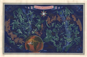 1953 Lucien Boucher Air France Double Hemisphere Celestial (surrealist)