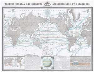 1869 Garnier Map of the World's Air and Ocean Currents