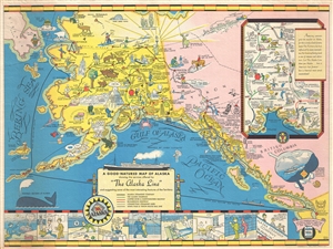 1934 Edward Camy Pictorial Map of Alaska