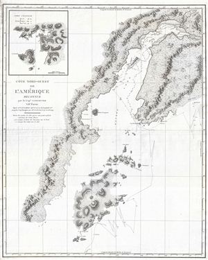 1799 Vancouver Map of Alaska: Kodiak Island, Cook Inlet, Anchorage