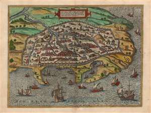 1575 Braun and Hogenberg View / Map of Alexandria, Egypt