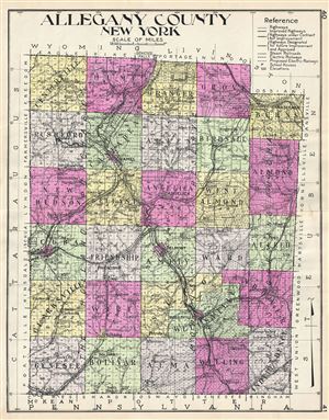 1912 Century Map of Allegany County, New York