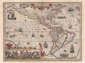 1606 Hondius Map of America