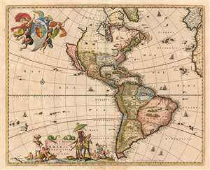 1658 Visscher Map of North America and South America