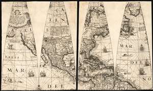 1623 Jodocus Hondius II and Jan Jansson Globe Gores of North America