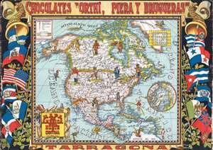 1940 Chocolates Orthi Pictorial Map of North America