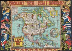 1940 Chocolates Orthi Trading Card Pictorial Map of North America (complete)