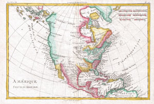 1780 Raynal and Bonne Map of North America