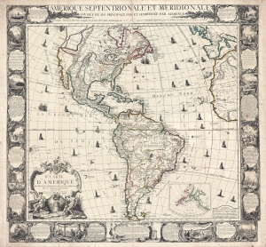 1761 Desnos Wall Map of America w/ Sea of the West / Fusang