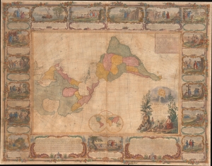 1754 Janvier / Lonchamps Wall Map of America w/ Sea of the West