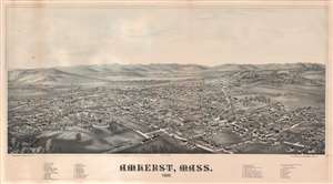1886 Burleigh Bird's-eye View Map of Amherst, Massachusetts