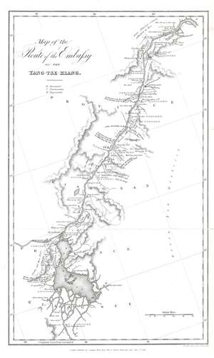 1818 Hall Map of the Yangtze River, China, and the Amherst Embassy