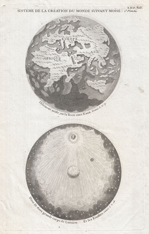 1728 Calmet Map of the Ancient World Showing the Creation of the Universe