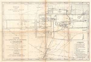 1930 Parmentier Plan or Map of Angkor, Cambodia