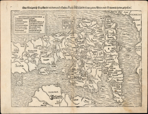 1540 / 1569 Sebastian Münster Map of England and Scotland