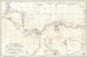 1809 Dirección Hidrografía Map of Central America, Colombia, Venezuela