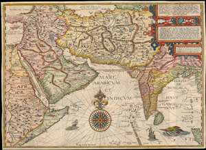 1596 Linschoten Map of East Africa, Arabia, Persia and India
