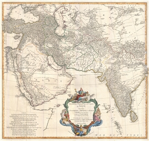 1751 D'Anville Wall Map of Persia, Arabia, and India