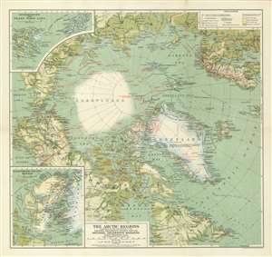 1925 National Geographic Map of the Arctic - signed by Ellsworth!